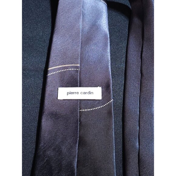 Elegant Pierre Cardin Men's Silk Tie With Modern Wave Pattern In Black & Gray - Picture 2 of 10